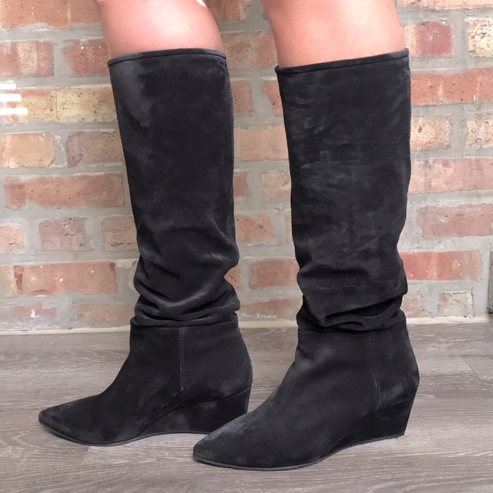Pedro Garcia Onara Knee-high suede wedge boots. - Picture 3 of 17